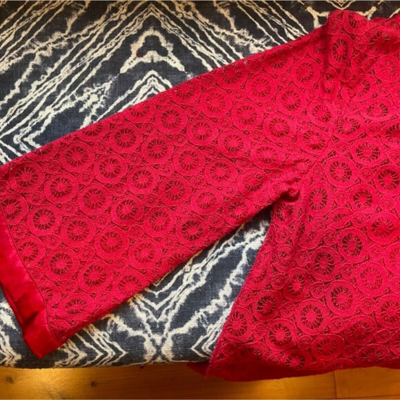 NWT Laundry By Shelli Segal * Lace Overlay Two-Piece Dress * Rouge Red * Size 4 - Picture 5 of 7